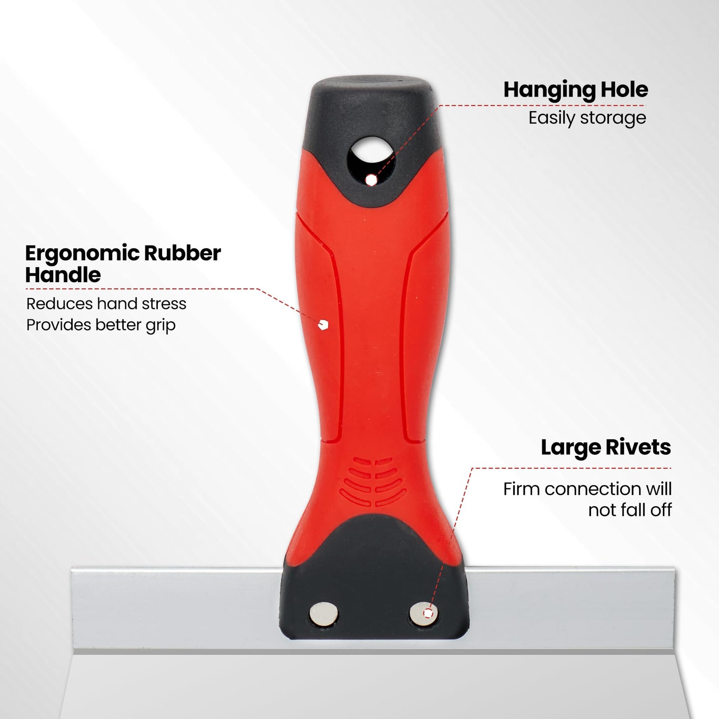 Fishark 6.5" Curved Bucket Scoop for Drywall & Plaster - Professional Rustproof Stainless Steel Scooping Tool with Contoured Blade & Soft-Grip Handle, Multipurpose Scraper for Paint, Mortar, Spackling