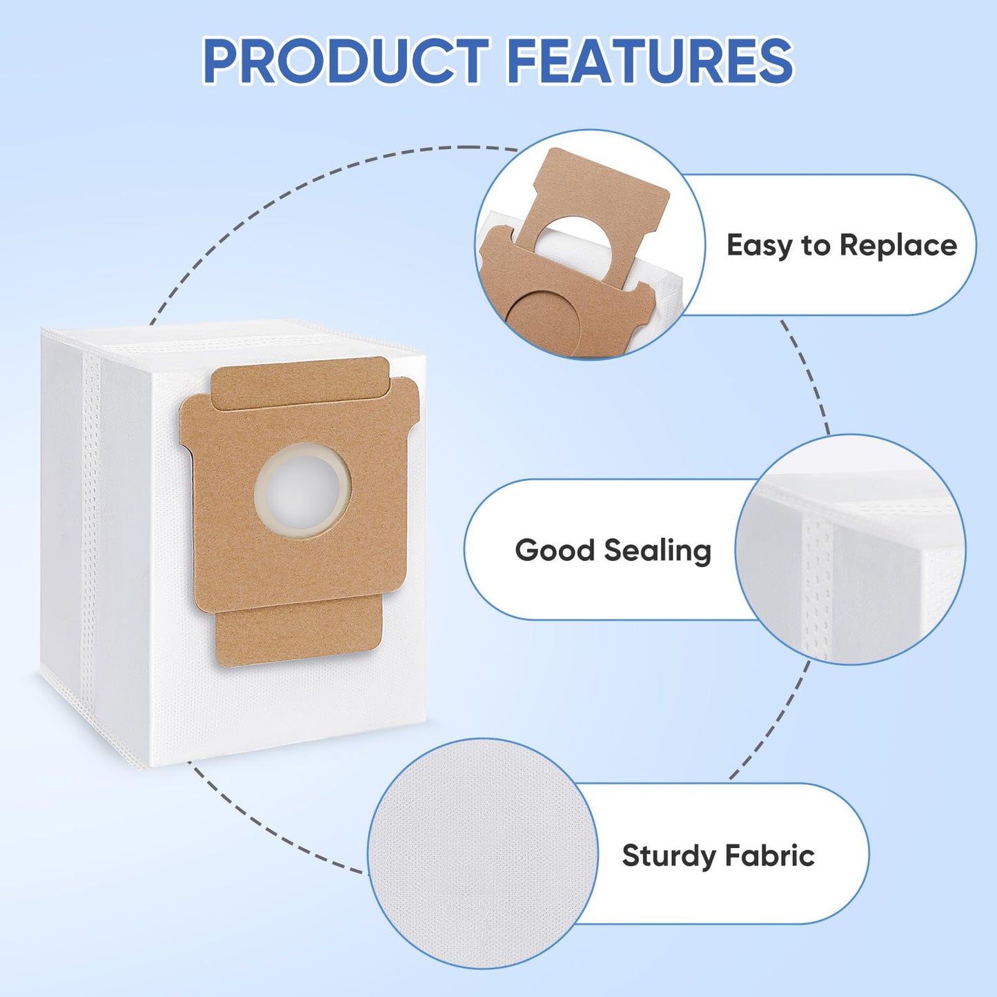 LBLVBNEWD 16 Pack Q0520 Dust Bags for iRobot Roomba Vacuum Q0520/105 Vac/104/105 Combo/Plus 405/Plus 505 Combo/Max 705 Vac Robot Vacuum Cleaner Disposable Replacement Bags Accessories