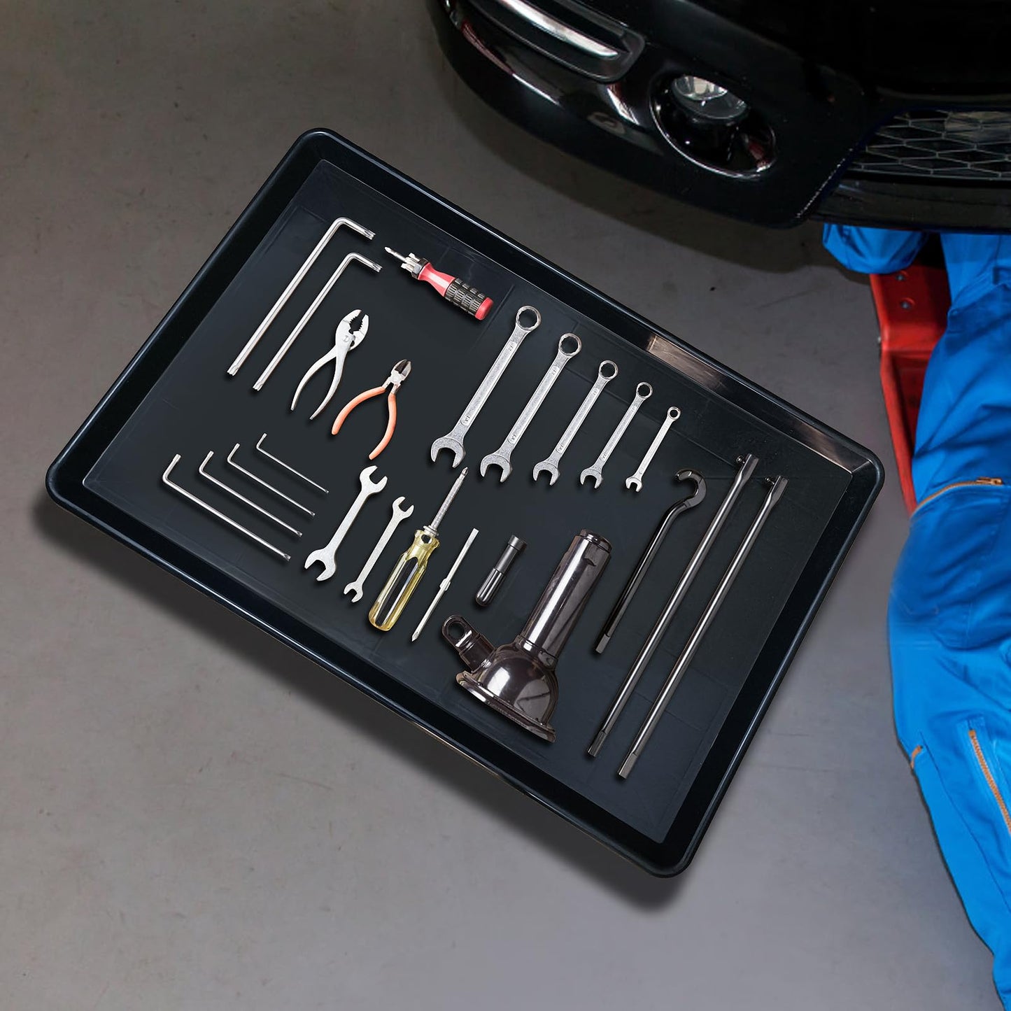 Dapuri 6 Pcs Extra Large Oil Drip Pan 35.4 x 24 x1.5 Inches Under Car Plastic Auto Oil Drip Tray Car Oil Catch Pan Replacement Tray for Garage Floor