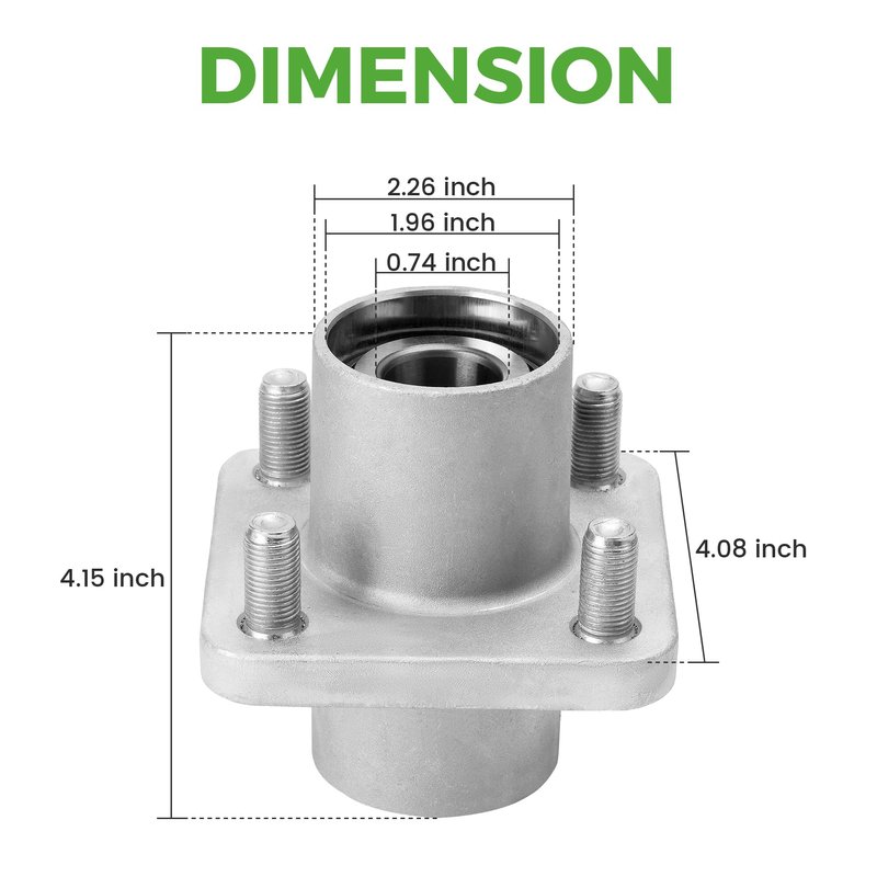 10L0L Golf Cart Front Wheel Hub Assembly for Club Car DS G&E 1974-2003, 2 Pack with Bearing Seals Kit, Replace OEM 1011892, 11011102, 1011153, 1011889, 1011894
