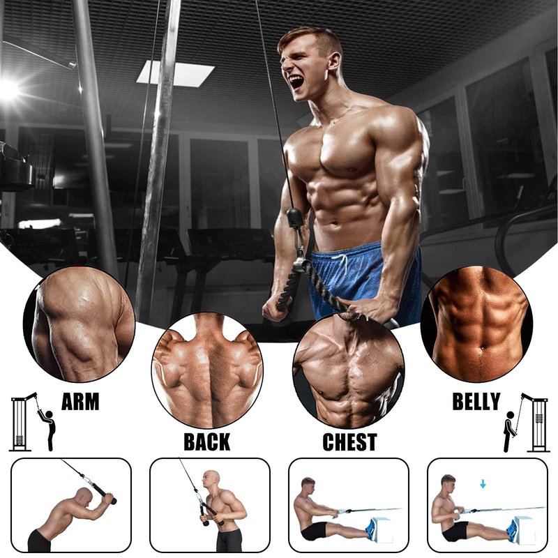 Taeku Weight Cable Pulley System Gym Professional Home Gym Equipment Upgraded Fitness LAT for Triceps Pull Down Biceps Curl Back Forearm Shoulder (2.5m Cable)