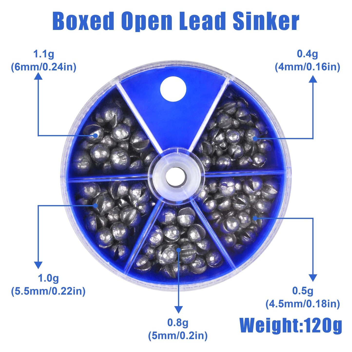 Fishing Weights Sinkers Split Shot Fishing Line Sinkers 120g/box Round Removable Egg Fishing Sinkers Assortment Small Weights for Freshwater Saltwater