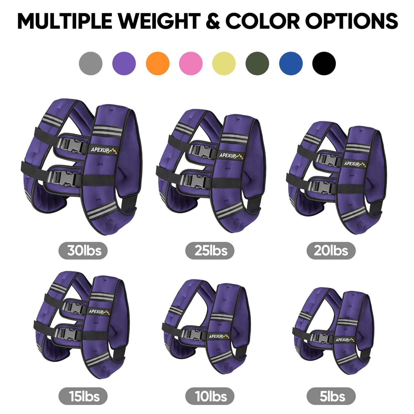 APEXUP 10lbs Weighted Vest Men Women, Weight Vest for Women Workout Equipment for Strength Training Running (Purple)