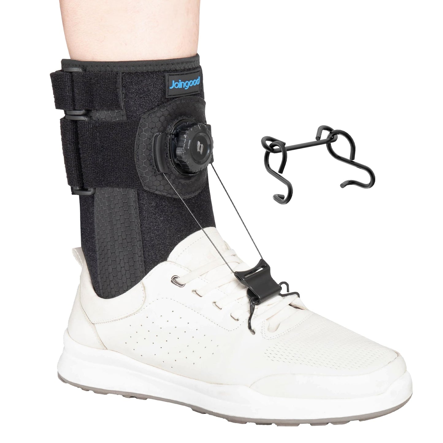 joingood Adjustable AFO Foot Drop Brace with Quick Release Dial, Drop Foot Support for Nerve Damage or Muscle Weakness, with Wide Hook for Shoes Slippers Left or Right Foot, Unisex, L/XL