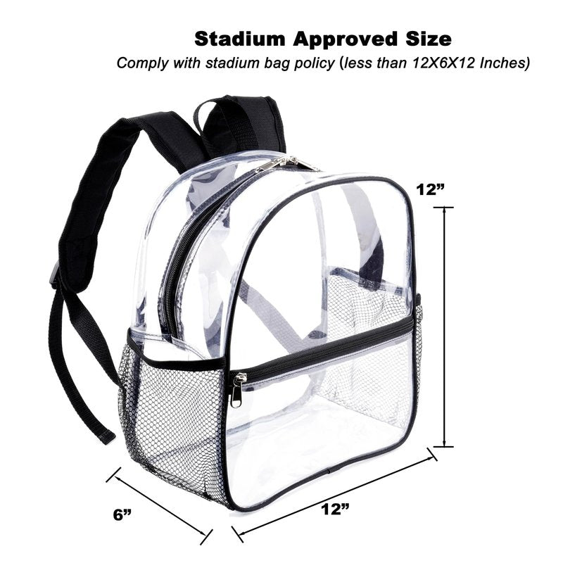 Small Clear Backpack 12x12x6 Stadium Approved Clear Backpacks for Sports Event Concert (2 pieces)