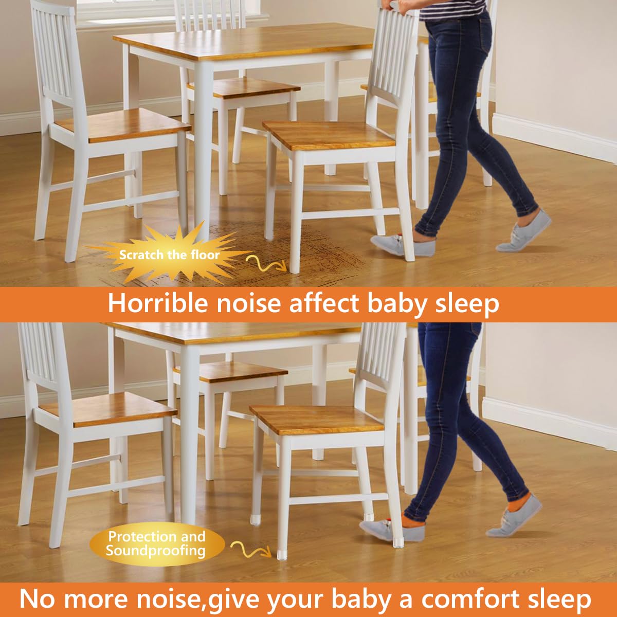 16pcs Round Chair Leg Floor Protectors, Felt Pads Chair Leg Protectors for Hardwood Floors, Silicone Chair Leg Cups Covers Felt Pads, Prevents Scratches & Reduce Noise, Clear, X-Small