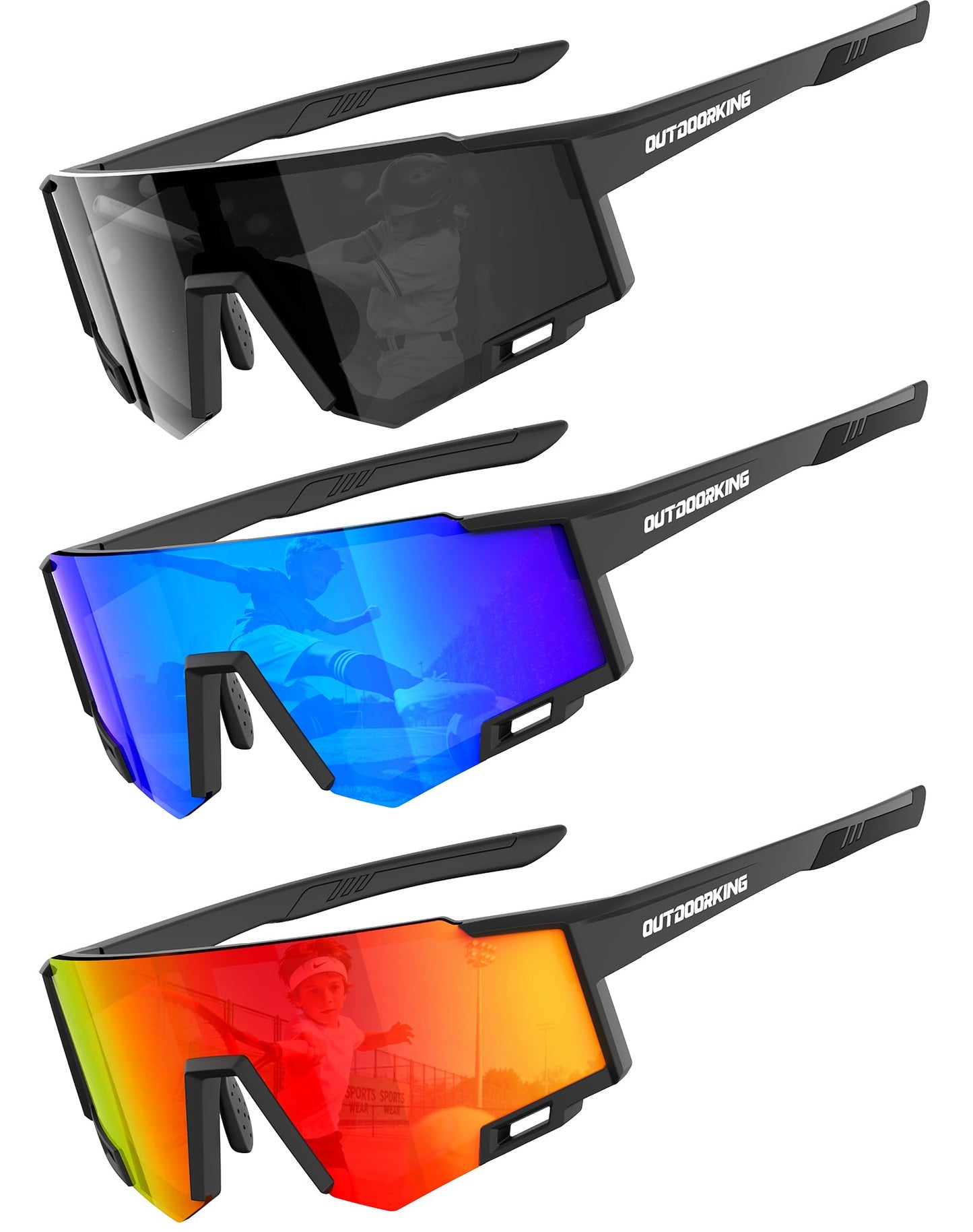 NSSIW Kids Sunglasses Boys Sun-Glasses: Sports Youth Baseball Sunglasses Girls with UV400 Unbreakable 3 Pack Age 4-14