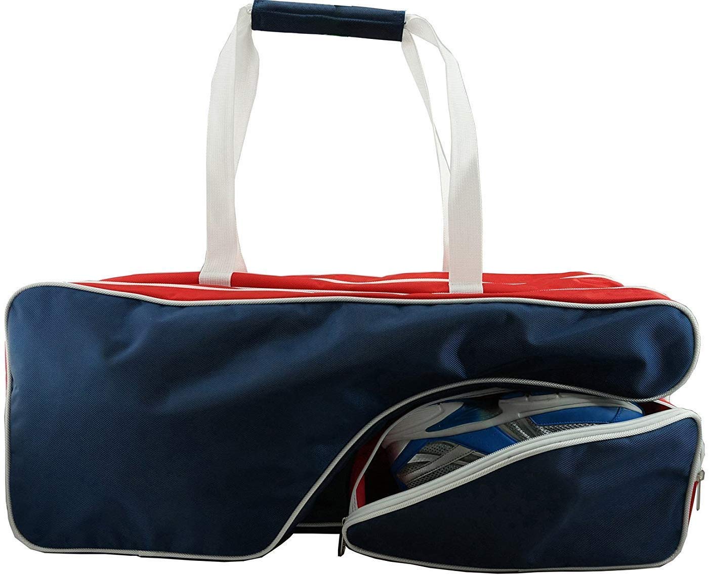 NiceAndGreat Navy White Tennis Racket Bag | Deluxe Ballistic Nylon | Shoe Compartment