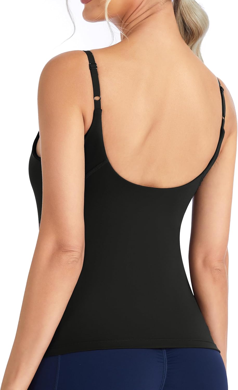 The Gym People Longline V Neck Sports Bra - Adjustable Spaghetti Straps & Removable Pads | Yoga Cami Top
