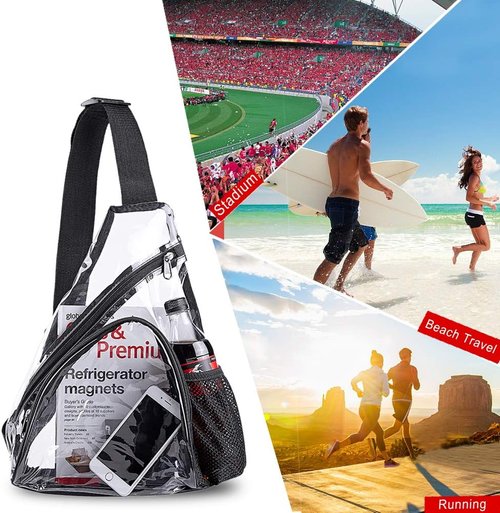 Clear PVC Sling Bag - Stadium Approved Crossbody Backpack for Events | Stylish & Functional