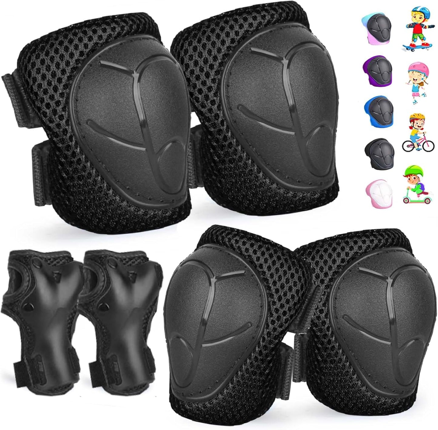 Skiennix Kids Protective Gear Set - Adjustable Knee Pads, Elbow Pads & Wrist Guards | Ages 3-14