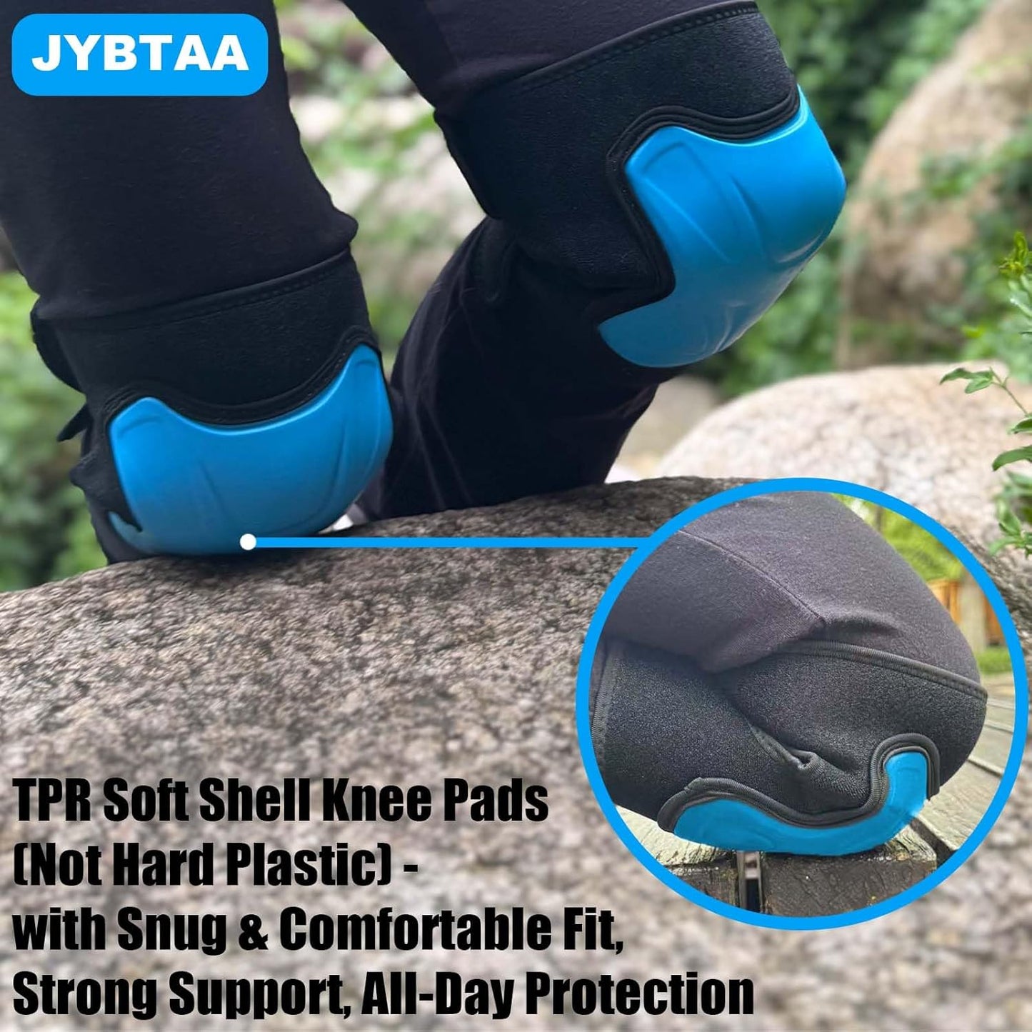 Skiennix Construction Knee Pads - Non-Slip Straps for Comfort | Soft Foam Cushion, Blue, Size L (1 Pair)