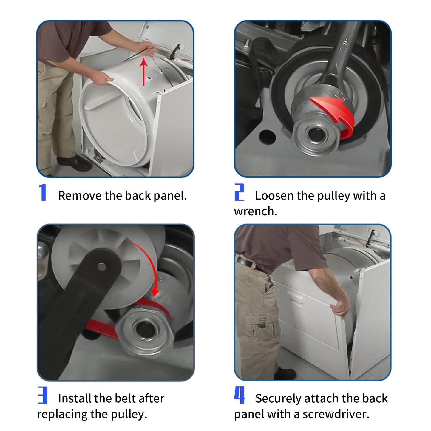 8066184 Dryer Motor Pulley & 341241 Dryer Drum Belt Compatible with Whirlpool Maytag Kenmore Dryer