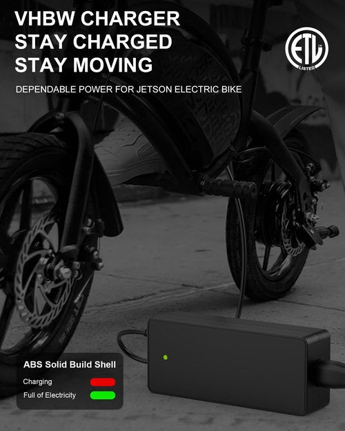 VHBW 42V Charger for Jetson Electric Bike, Compatible with Jetson Bolt, Bolt Pro, Adventure, Journey, Shadow, LX10, J5, J8 Bikes and for Jetson Eris, Ora Pro, Racer, Rhythm, Ryder Scooters