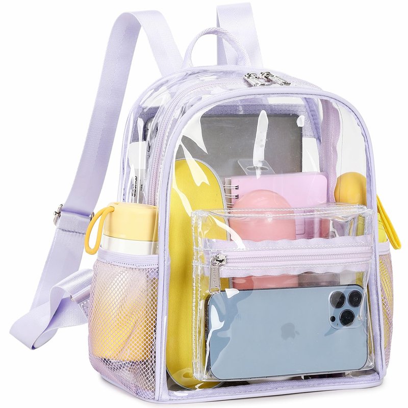 abshoo Clear Mini backpack Stadium Approved 12x12x6 Clear Bag Transparent Small Backpacks (Black)
