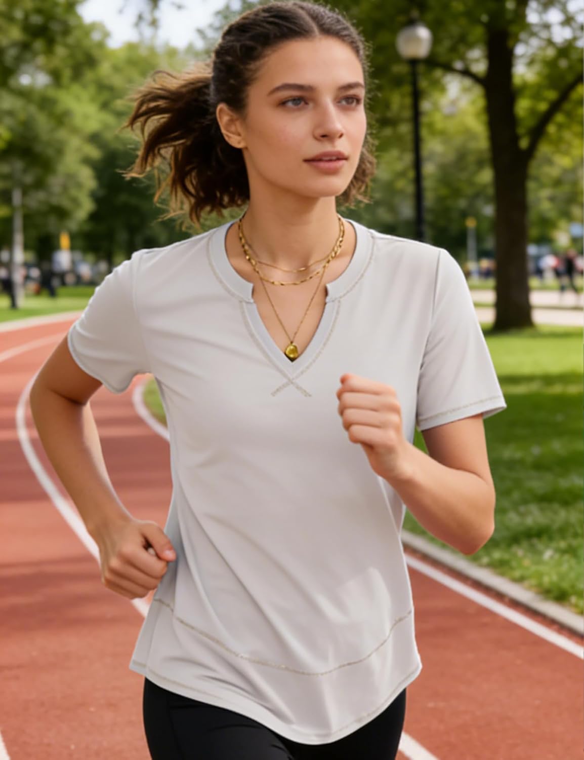 TCOT Women's V-Neck Workout Tops - Short Sleeve Athletic T-Shirts for Yoga & Hiking