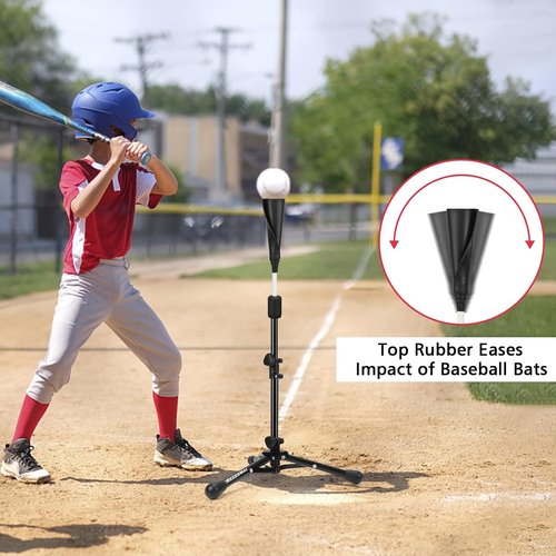 BaseGoal Baseball Tee for Kids - Adjustable Height Batting & Softball Tee | Perfect for Youth Teeball