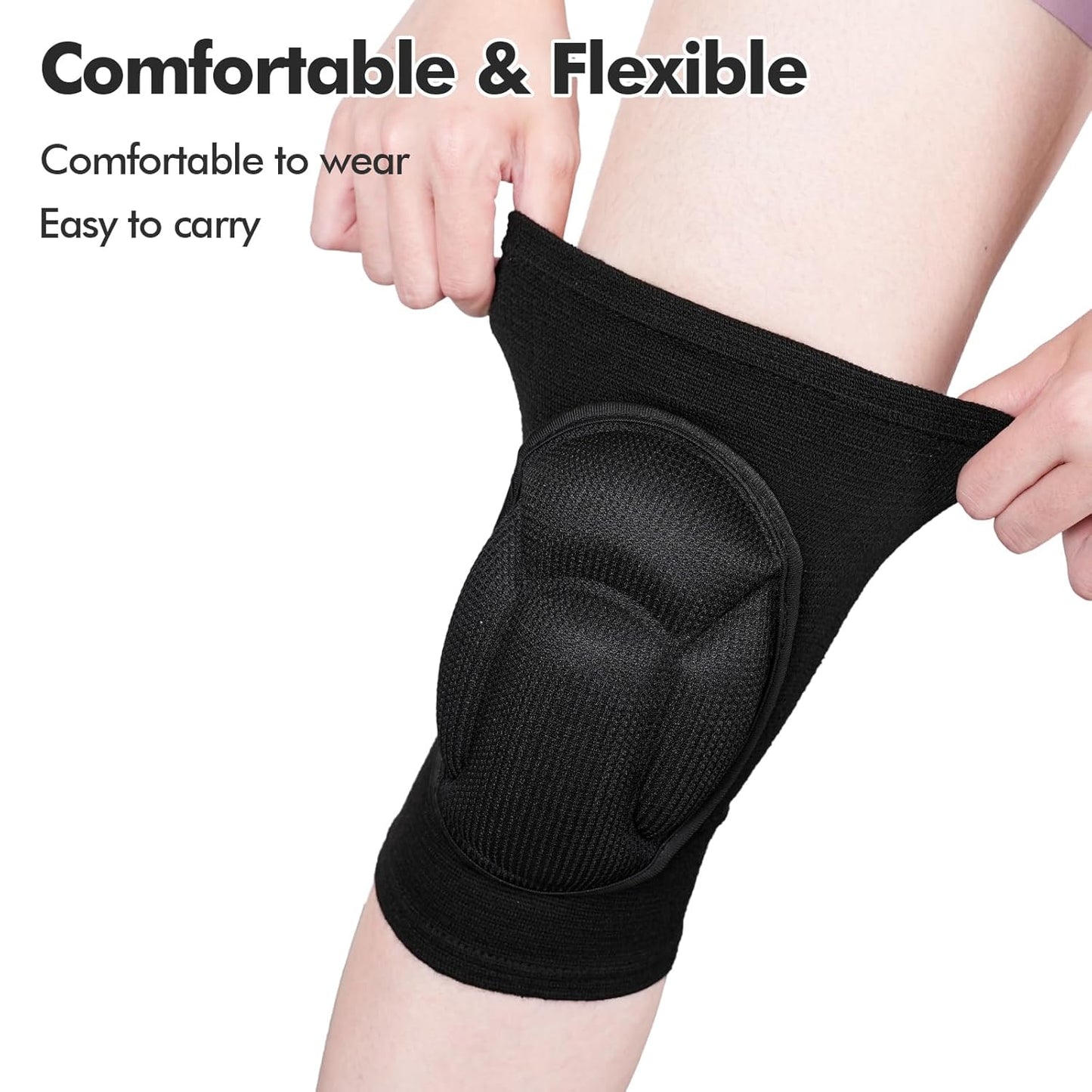 Skiennix Protective Knee Pads - Thick Anti-Slip EVA Foam for Volleyball, Climbing & More | Size M - Black