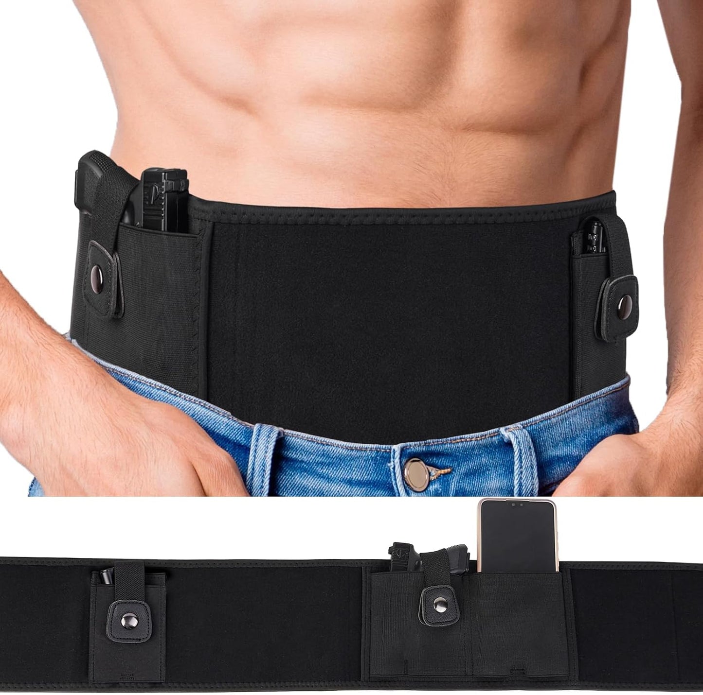 Skiennix Belly Band Holster - Comfortable Neoprene Gun Holster for Glock 19, 17, 42, 43X & More
