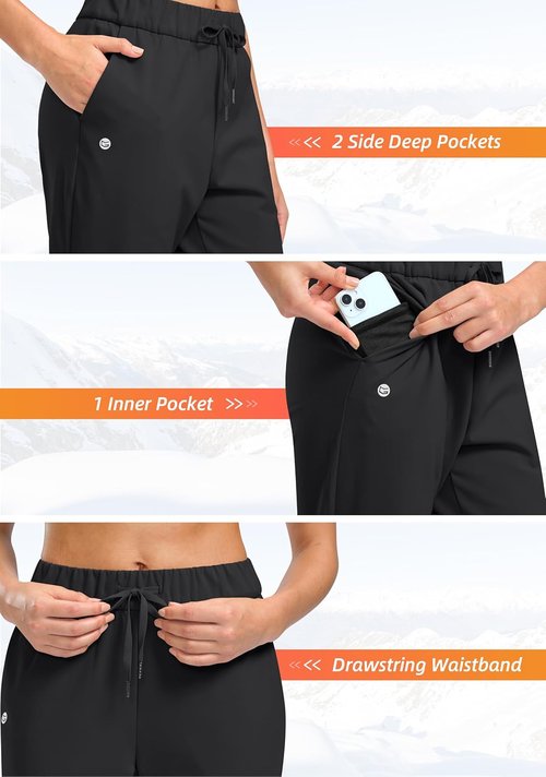 G Gradual Women's Fleece-Lined Golf Pants - Water-Resistant, Warm Sweatpants | 27.5"/29" Sizes