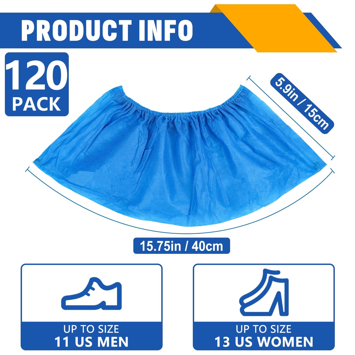 120 Pack(60 Pairs) Shoe Covers Disposable, Non-woven Fabric Shoes Covers for Indoor, Blue Durable & Reusable Disposable Boot & Shoe Covers, Larger Size Fits Various Shoes