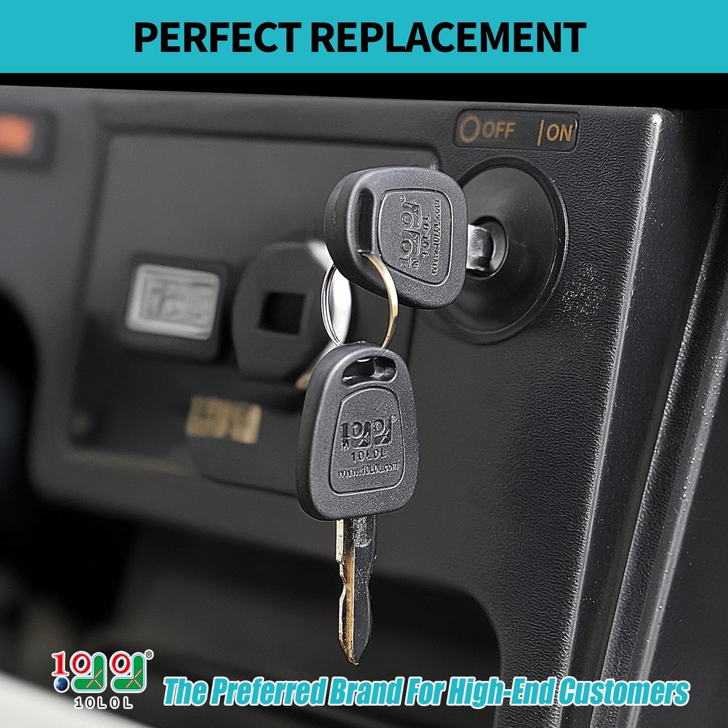 10L0L 12V Ignition Key Switch for Club Car DS 1996-up Gas Golf Cart, Fits Limo Turf Carryall 1 & 2 XRT, Replaces OEM# 101826301 1012505