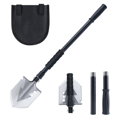 Folding Survival Shovel, Camping Shovel for Off Road, Gardening, Beach, Digging Dirt, Sand, Mud and Snow, Emergency and Outdoor, 29 inch