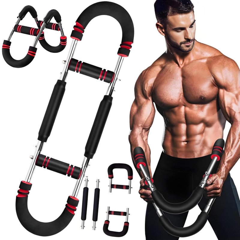 Twister Arm Trainer - Adjustable Forearm Strengthener, Arm Exercise Equipment, Chest Workout Equipment, Portable Spring Resistance for Home Workout Equipment (Black Red)