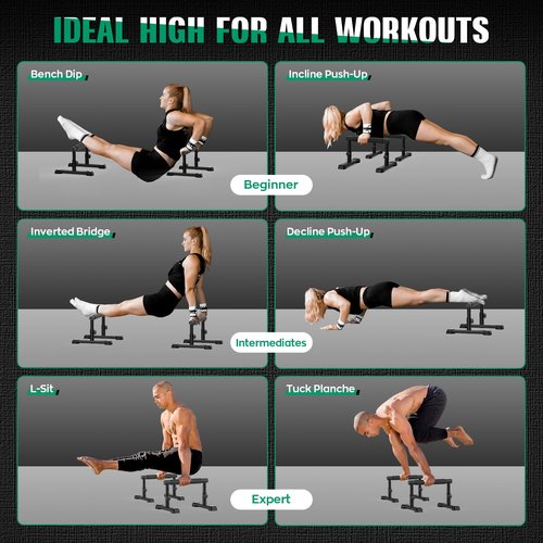 IMAYCC Parallettes Bars, Adjustable 7.5" and 10.6" High Push Up Bars Strength Training For Handstands, Full Planche & Dips, Calisthenic, Gymnastic, Push Up Stands Handle for Floor Workouts Calisthenics Equipment