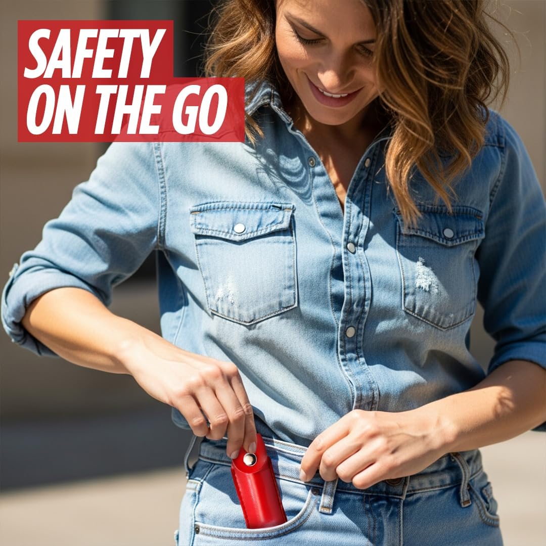 Skiennix Pepper Spray for Women - Keychain Self Defense with Leather Case | 16 Feet Range, UV Dye