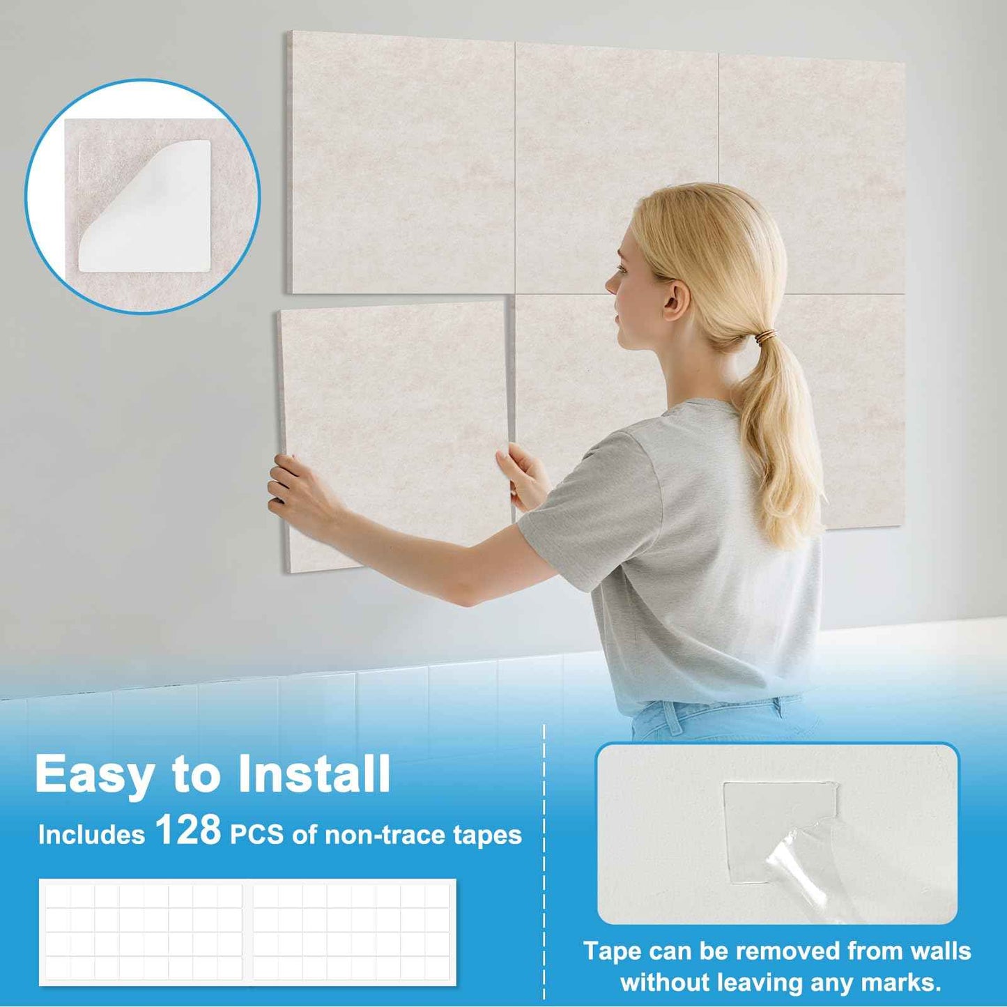 DOLLAR BOSS Felt Acoustic Panels 24-Pack 12''x 12'' High Density Soundproof Panels for Walls, Noise Reducing Sound Absorbing Tiles for Studio Recording Office Home Door Ceiling, Beige