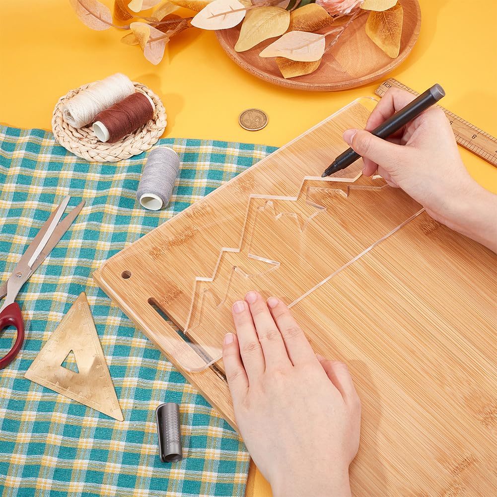 BENECREAT Mountain Clear Acrylic Router Inlay Template, Woodworking Router Template with Protective Film for Creating Unique Inlays in Signs, Charcuterie Boards, 11.8x5inch, 4.5mm Thick