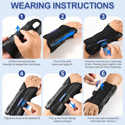 NEENCA Carpal Tunnel Wrist Brace for Night Support,Knob Adjustable Hand Brace for Tendonitis,Arthritis Pain，Sprain,Wrist Splint Support with Sleeves for Women&Men. (Right Hand, Large)