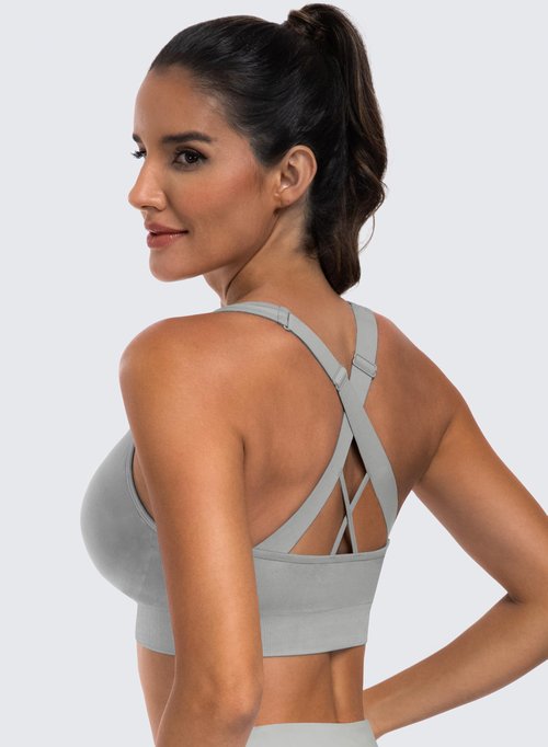 3-Pack Criss-Cross Strappy Sports Bras for Women - Padded High Impact Seamless Yoga Exercise Athletic Bra