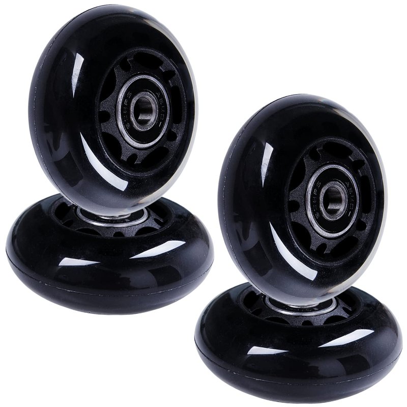 AOWISH 64mm Inline Skate Wheels 64mm x 24mm Roller Hockey Replacement Wheels w/Bearings for Roller Board Bag, Luggage Suitcase, Water Rower Seat, Steady Rest Wood Lathe (4-Pack) (Black)
