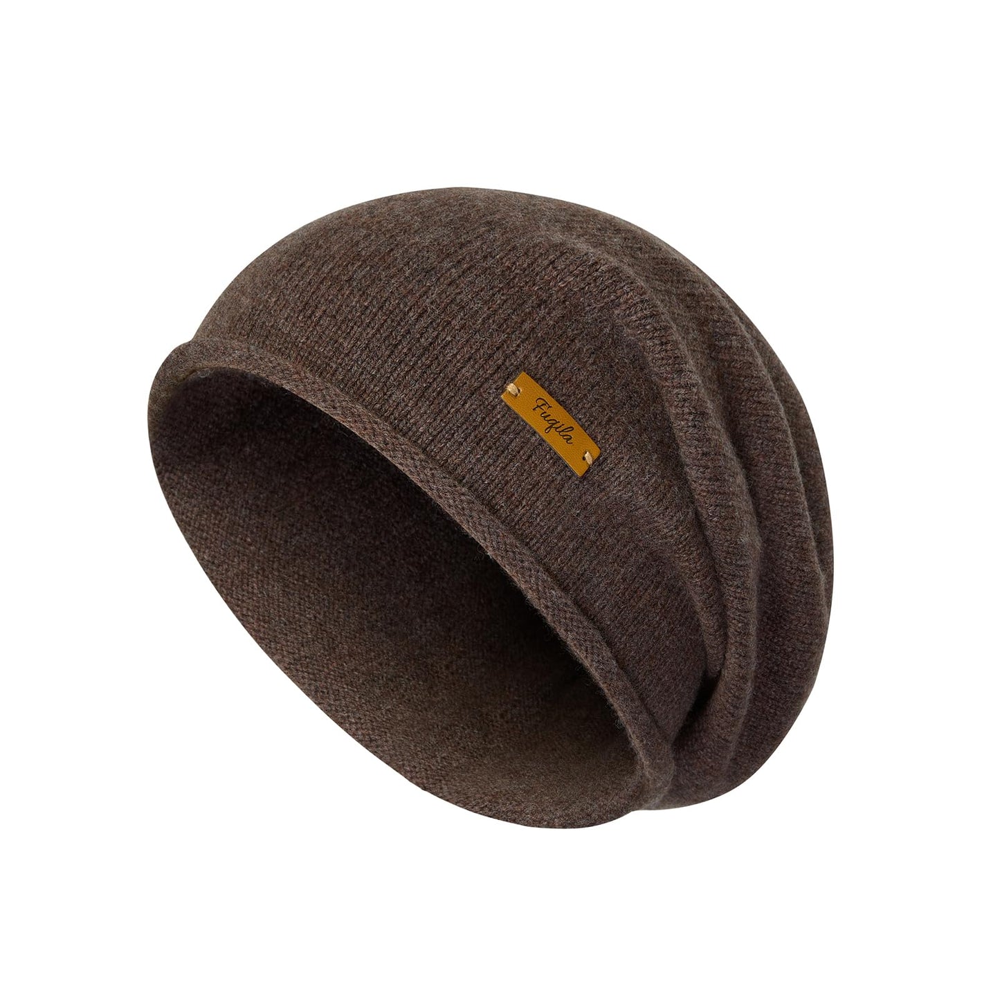 FUQILA 100% Merino Wool Slouchy Beanie Hat, Women Warm Winter Caps Soft, Ladies Breathable & Cozy Stretchy Knitted Skull Cap (US, Alpha, One Size, Coffee)
