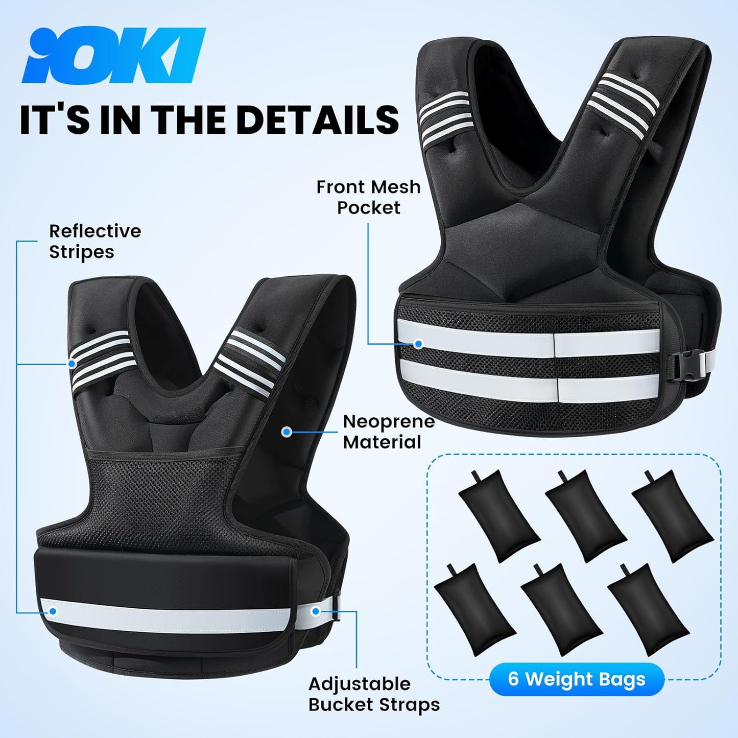 Skiennix Weighted Vest - Adjustable 4-32lb Rucking Vest with Storage Pocket & Reflective Stripes for Workout