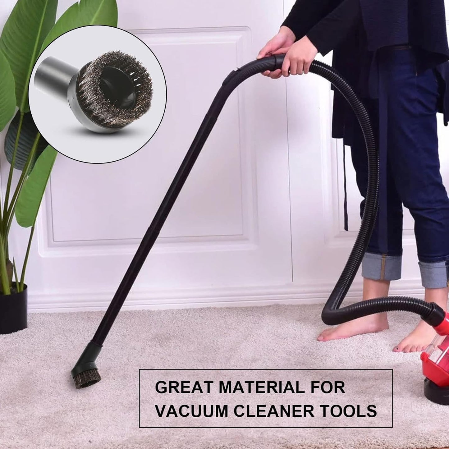 Vacuum Brushes 6PC, 1.26inch Horse Hair Vacuum Attachment, 5.9inch Vacuum Floor Brushes Vacuum Cleaner with 1-1/4 Inch to 1-3/8 inch Adapter, Vacuum Head Brushes Replacement for Household Cleaning