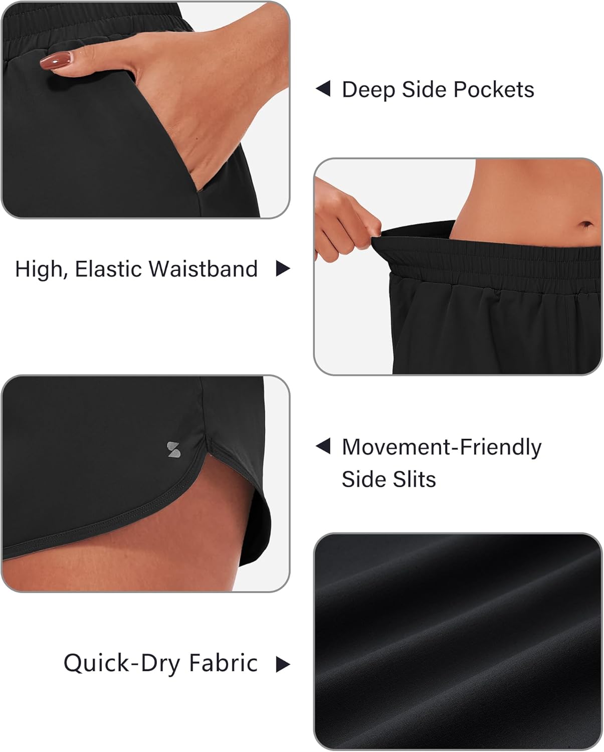 Stelle Women's Running Shorts - High Waisted, Quick Dry Dolphin Athletic Shorts with Pockets