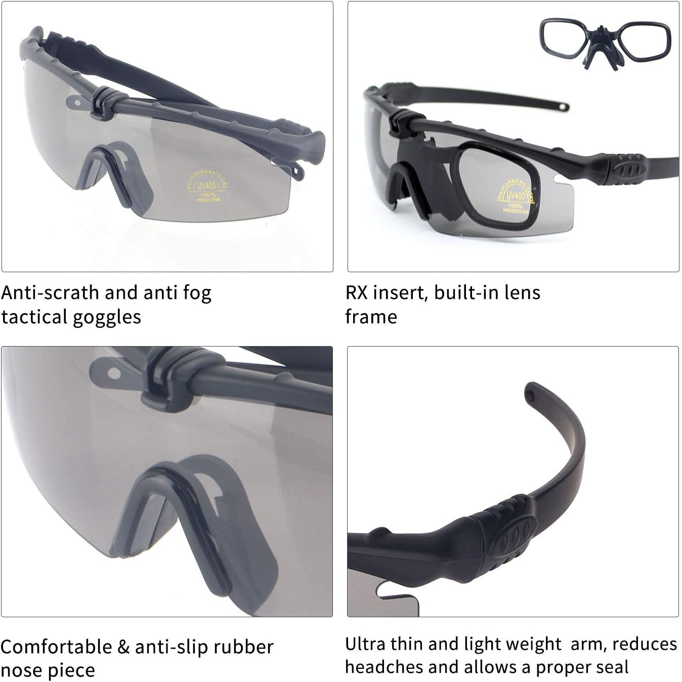 Skiennix Sports Goggles - Anti-Fog Sunglasses with 3 Interchangeable Lenses for Optimal Clarity