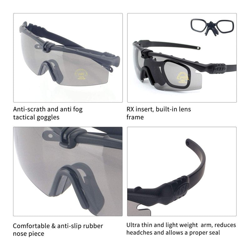 ToopMount Sports Goggles Anti Fog Glasses Sunglasses with 3 Interchangeable Lens