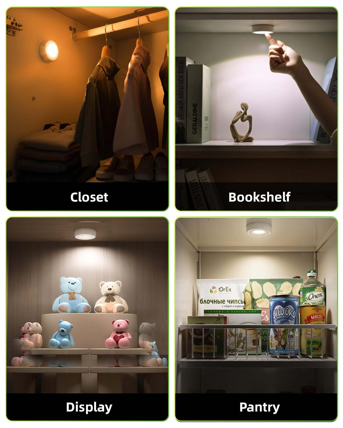 EZVALO LED Puck Lights, Rechargeable Sitck On Tap Lights, Wireless Closet Light, 3 Color Temps, Under Cabinet Lights, 2.5'' Mini Touch Light, Ideal for Kitchen,Closet,Pantry,Shelves,Camper(6 Pack)