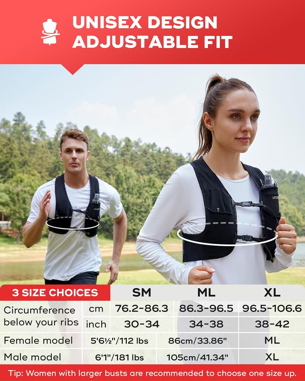 UTOBEST Hydration Vest - Ultra-Light Reflective Running Gear for Trail Hiking & Jogging