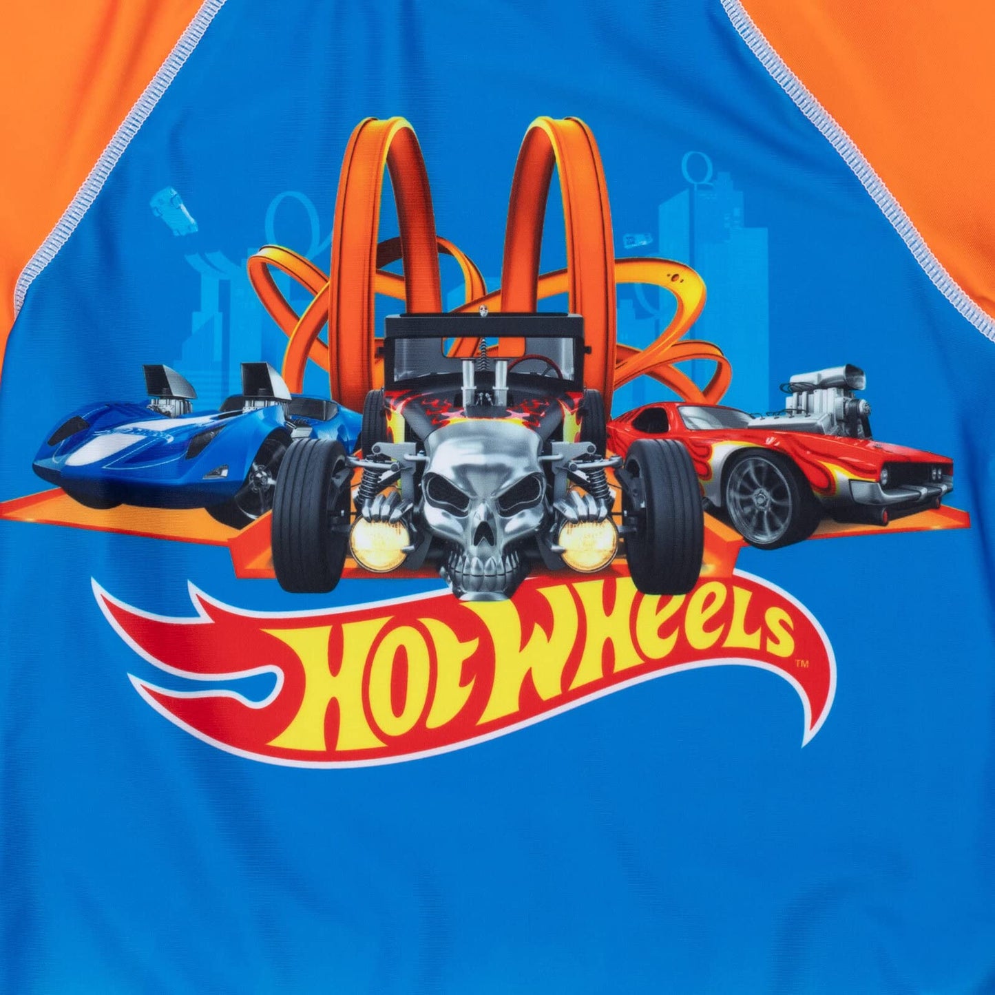 Hot Wheels Little Boys Raglan Pullover Swim Rash Guard Swim Trunks Blue 5