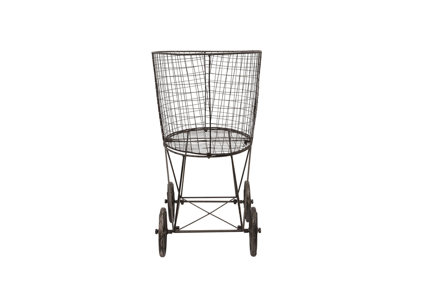 Creative Co-op Vintage Metal Laundry Basket with Wheels 25" x 15" x 26 3/4" (W x D x H)