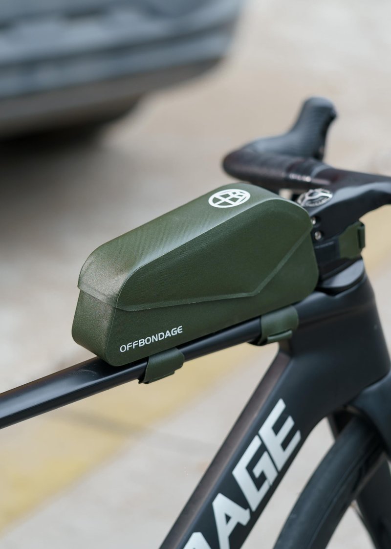 OFFBONDAGE Top Tube Bike Bag Magnetic Switch Waterproof Bike Frame Bag Bikepacking Bicycle Storage Bag for Gravel Road Bike (Green)