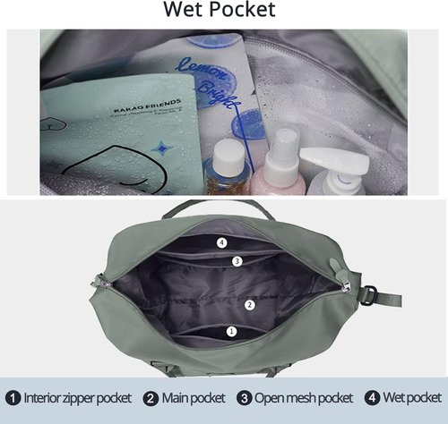 LANBX Travel Gym Bag - Stylish Tote for Women | Sport Duffle with Wet Pocket - Olive Green