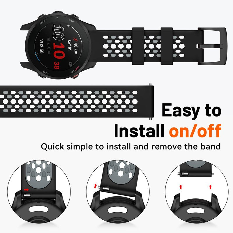 MYSNBKN Compatible with Garmin Forerunner 265 Replacement Band,Quick Release 22mm Watch Band for Forerunner 255,Vivoactive 4,Venu 2,Venu 3 Smartwatch