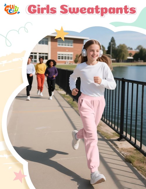 Guicizi Girls Jogger Pants Size 8 Sweatpants with Pockets Size 7 Soft Kids Sweat Athletic Sports Lounge Active Pants Girls Activewear Workout Clothes 2Pack