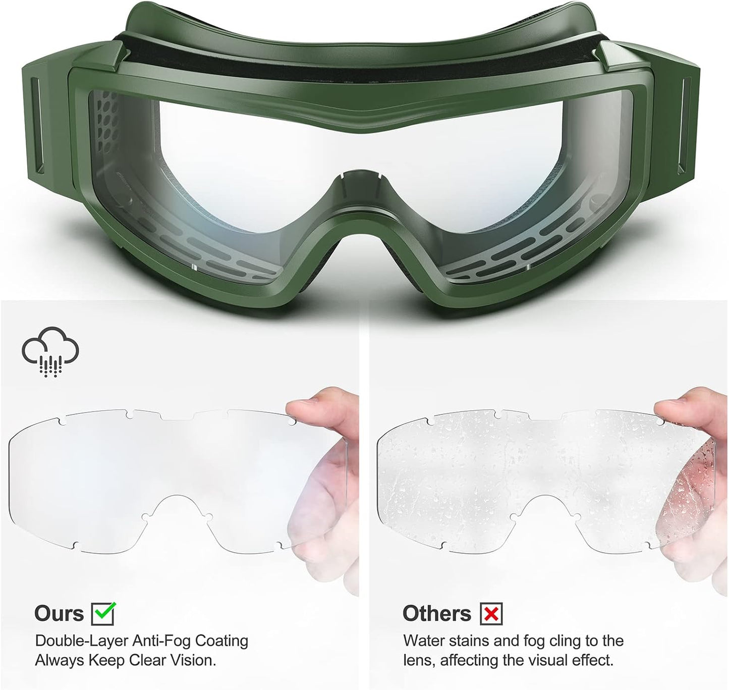Xaegistac Tactical Airsoft Goggles - Anti-Fog Military Safety Glasses for Shooting & Hunting